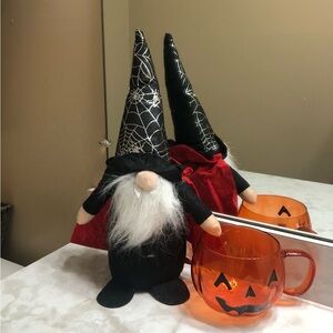 14” Halloween Gnome Figurine with Witch/Wizard Hat & Cape